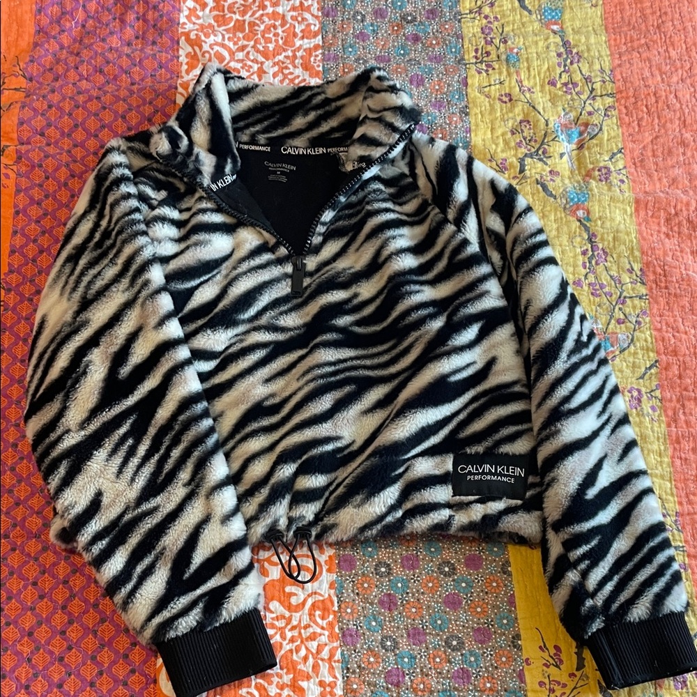 Calvin Klein Zebra Print Puffer Jacket - Black and White